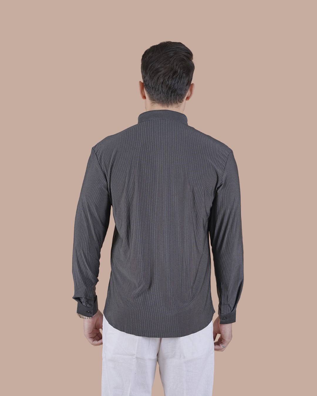 Charcoal Grey Imported Zipper Sacket Shirt