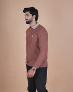 Vintage Brown Contrast Collar Polo T-Shirt