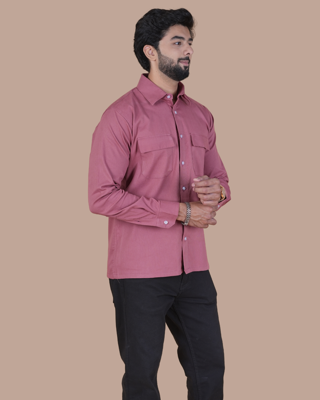 Dusty Rose Corduroy Semi-Casual Shirt