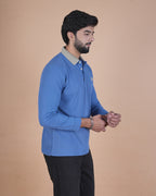 Sky Blue Contrast Collar Polo T-Shirt