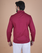 maroon Double Pocket Full-Sleeve Zipper Jacket
