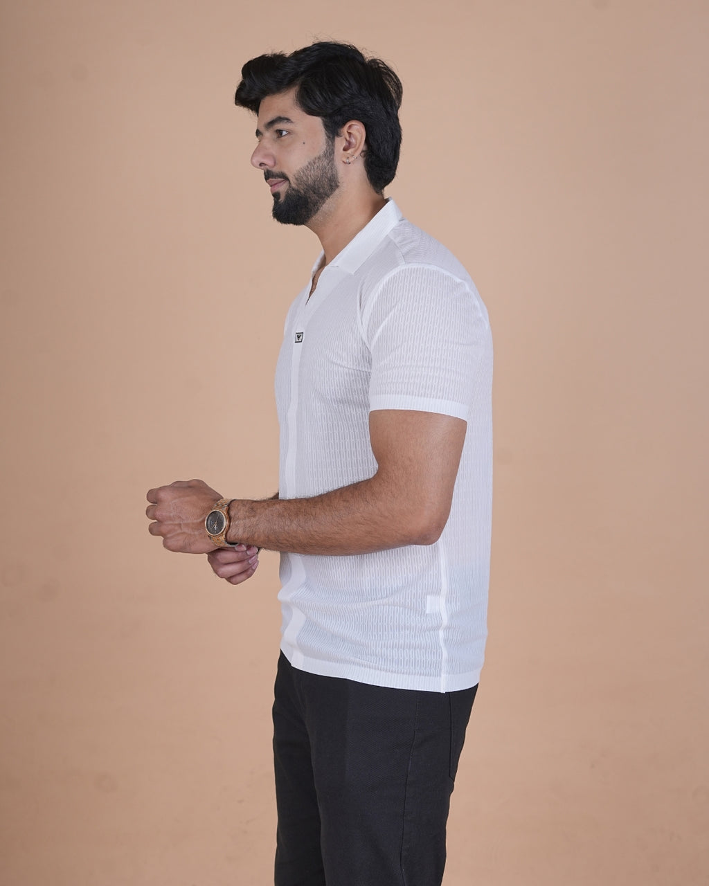 Arctic White Seamless V-Neck Polo T-Shirt