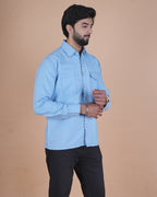 Sky Blue Double Stitch Premium Casual Shirt
