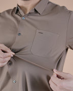 Mocha Brown Half Sleeves Stitchless Casual Shirt