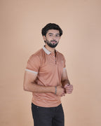 Desert Brown Contrast Collar Polo T-Shirt