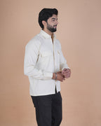 Pearl Grey Corduroy Semi-Casual Shirt