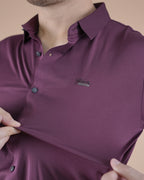 Wine Purple Full Sleeves Self Stripe Stitchless Formal Shirt