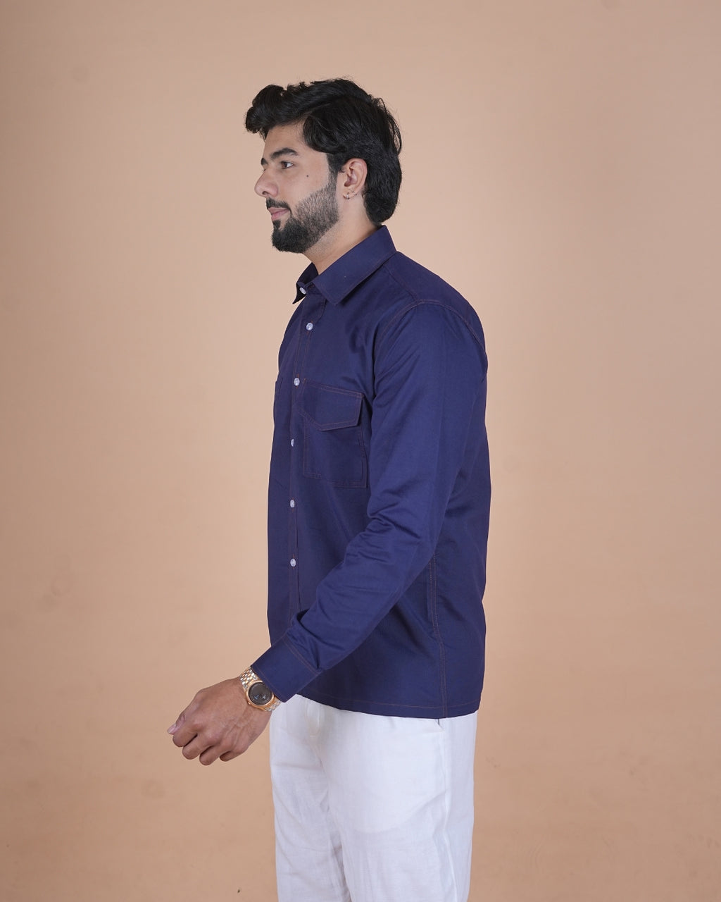 Midnight Navy Double Stitch Premium Casual Shirt