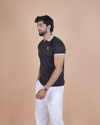 Black Contrast Collar Polo T-Shirt