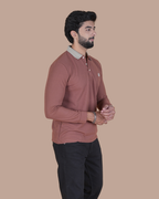 Vintage Brown Contrast Collar Polo T-Shirt