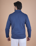 blue Double Pocket Full-Sleeve Zipper Jacket