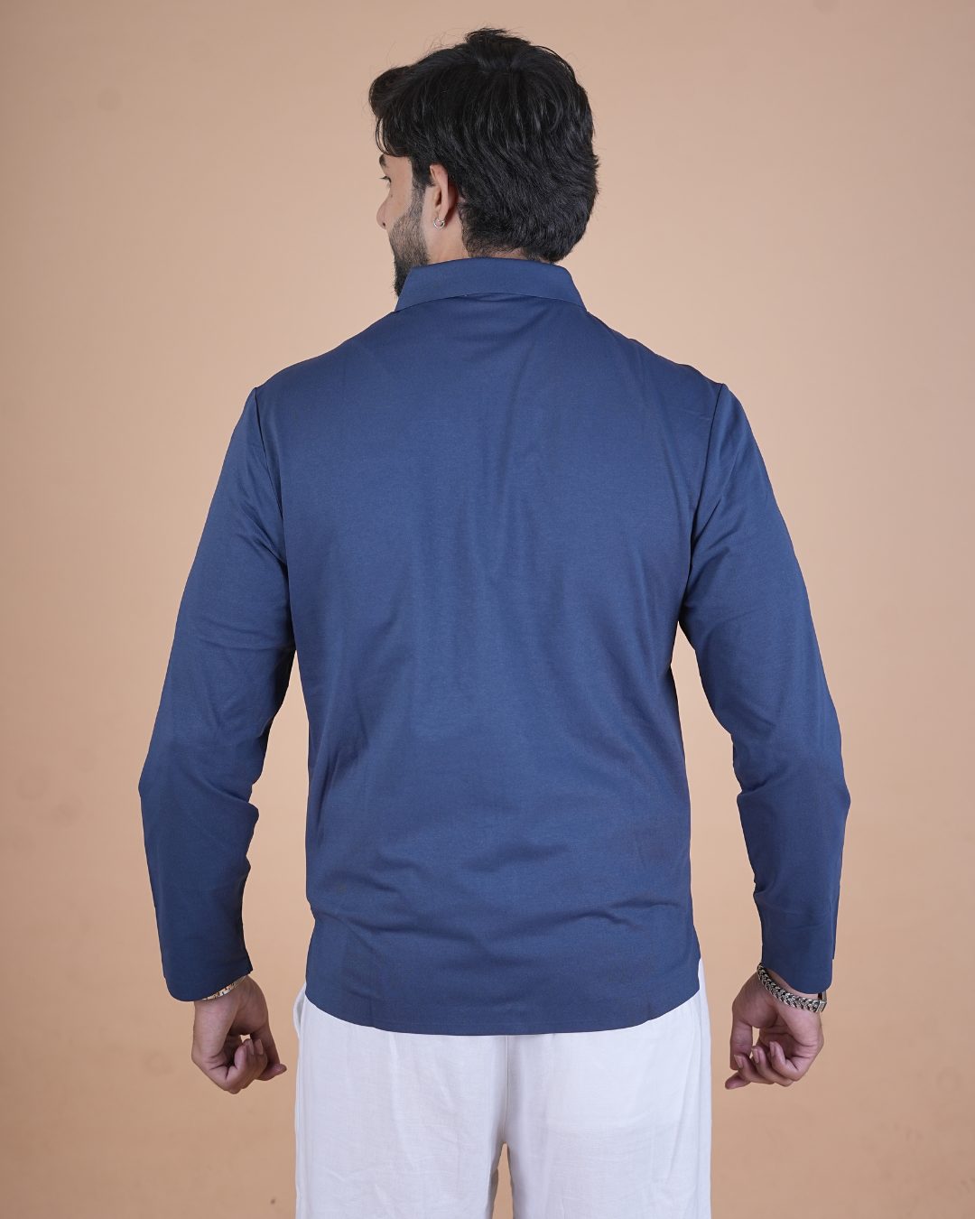 blue Double Pocket Full-Sleeve Zipper Jacket