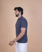 Storm Blue Seamless V-Neck Polo T-Shirt