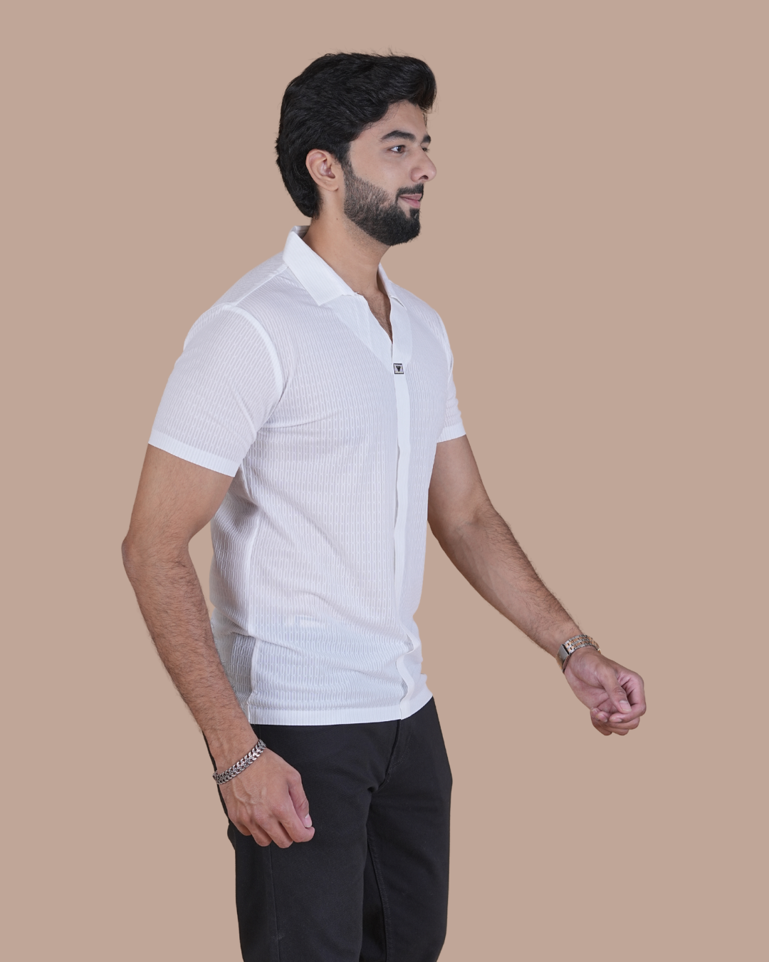 Arctic White Seamless V-Neck Polo T-Shirt