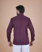 Wine Purple Corduroy Semi-Casual Shirt