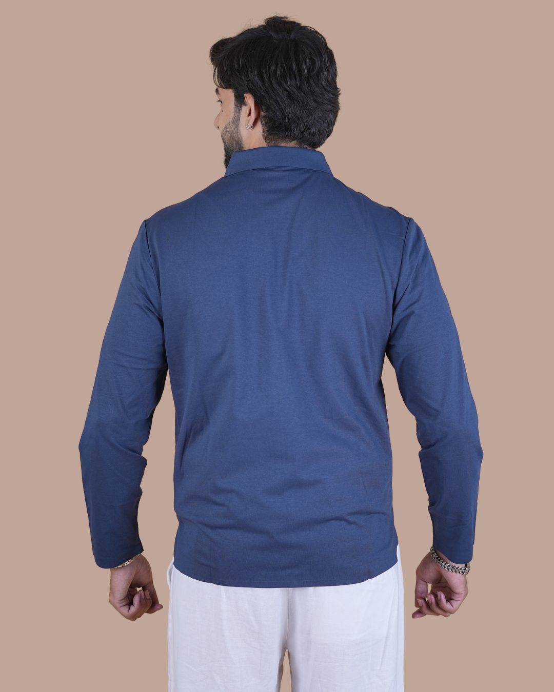 blue Double Pocket Full-Sleeve Zipper Jacket