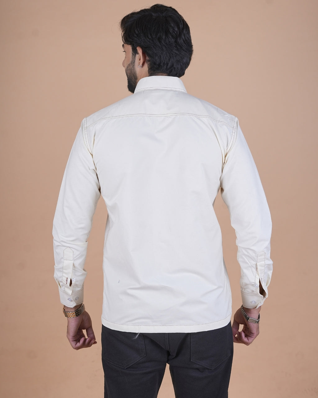 Ivory White Double Stitch Premium Casual Shirt