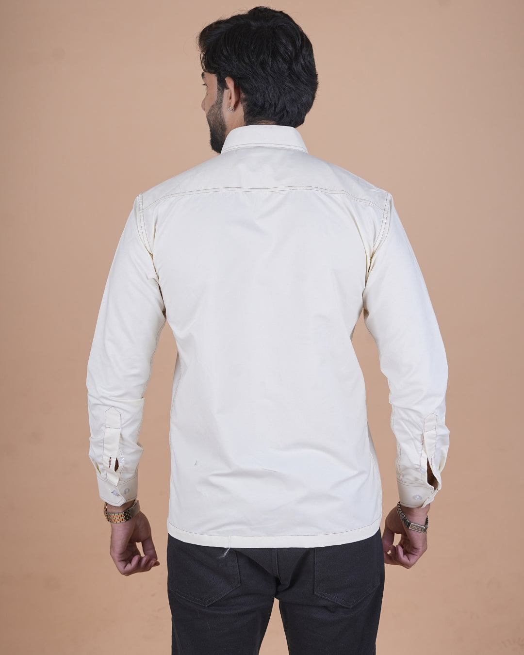Ivory White Double Stitch Premium Casual Shirt