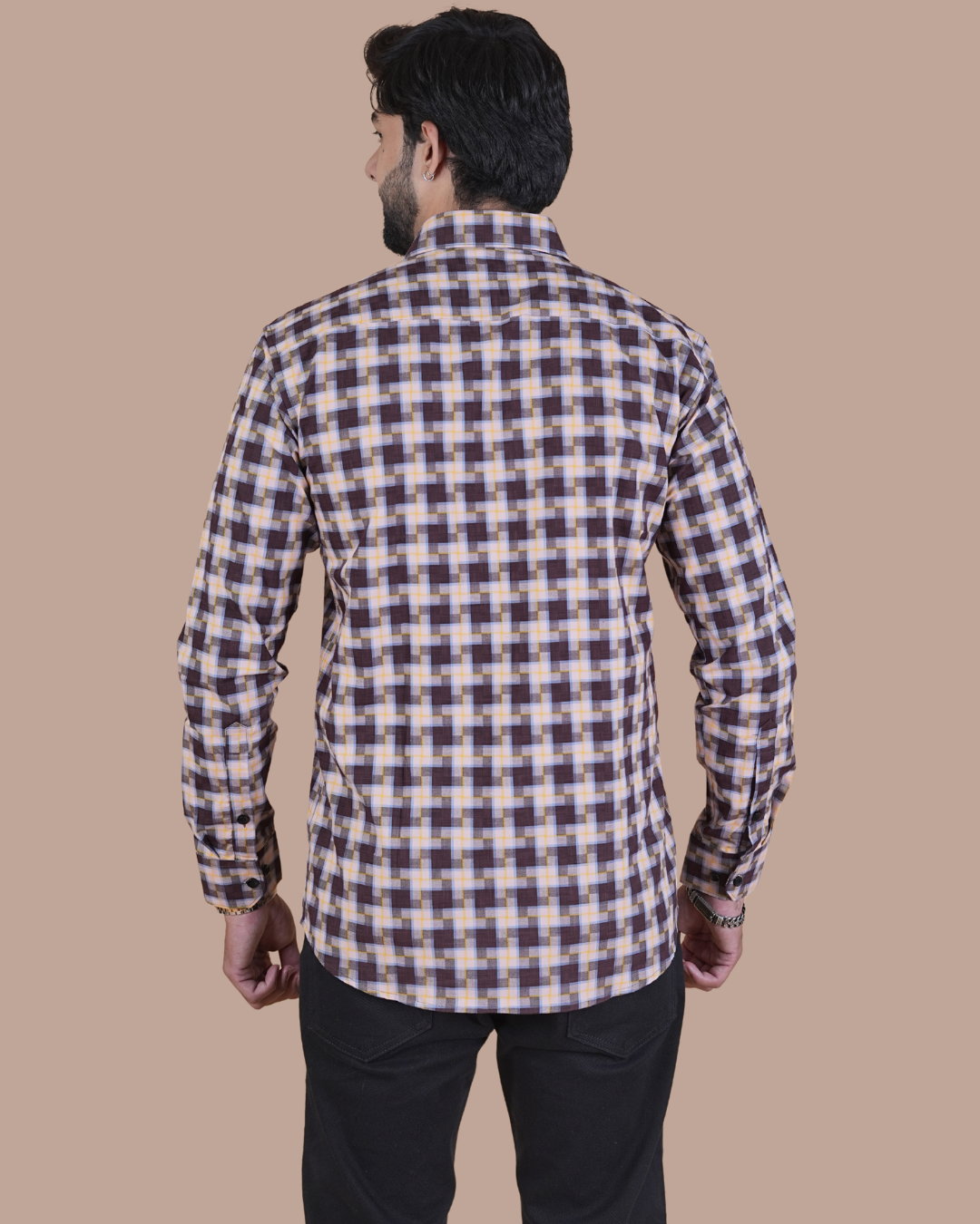 Brown Multi Check Formal Shirt