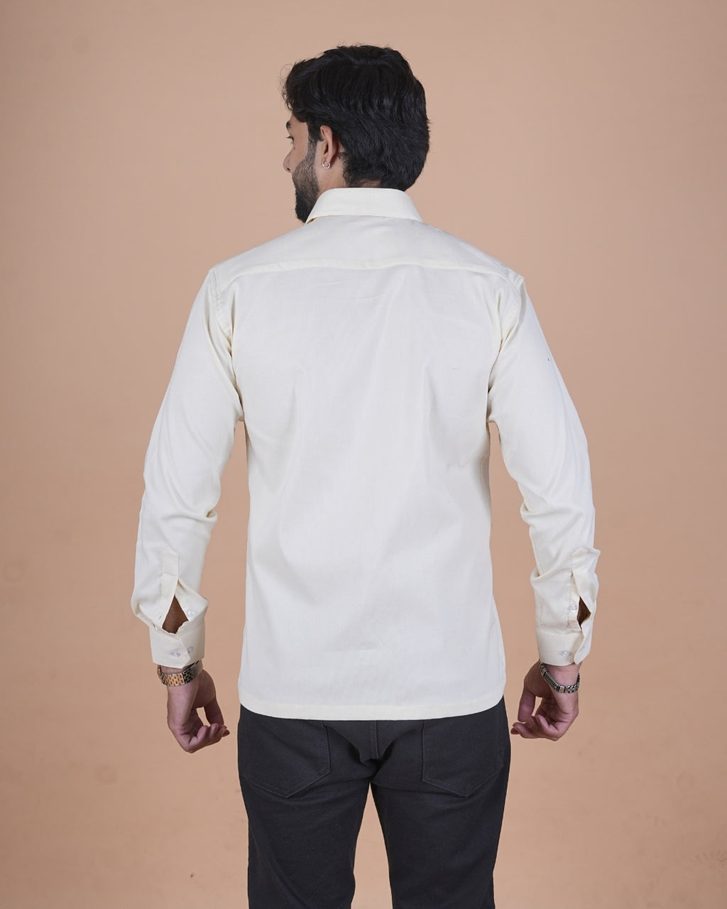 Pearl Grey Corduroy Semi-Casual Shirt
