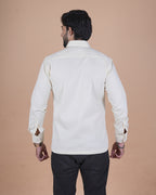 Pearl Grey Corduroy Semi-Casual Shirt