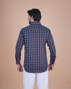 Navy Windowpane Check Shirt