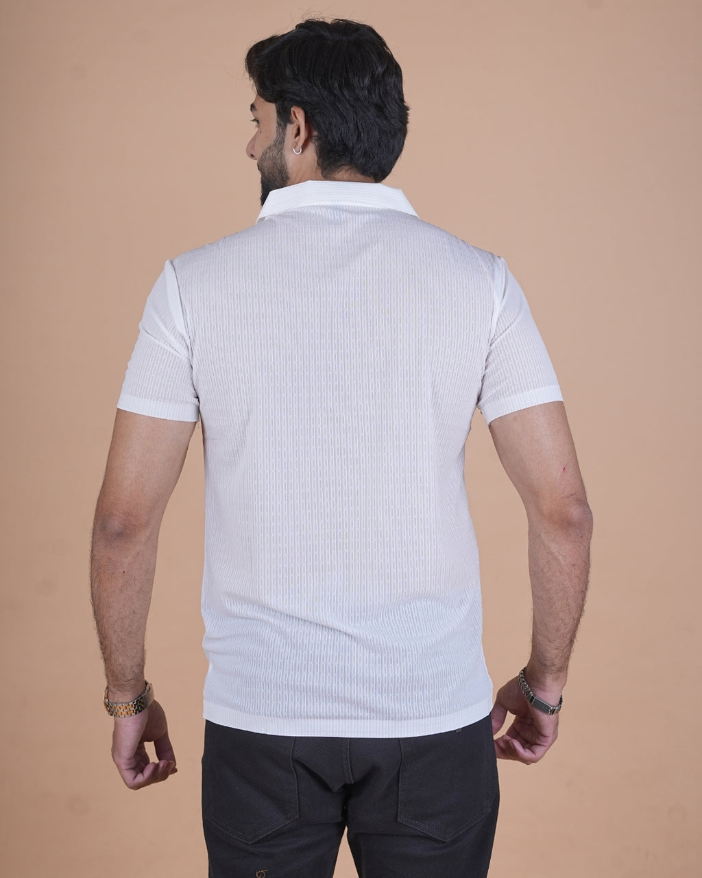 Arctic White Seamless V-Neck Polo T-Shirt
