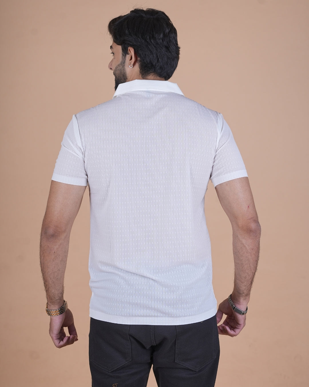 Arctic White Seamless V-Neck Polo T-Shirt
