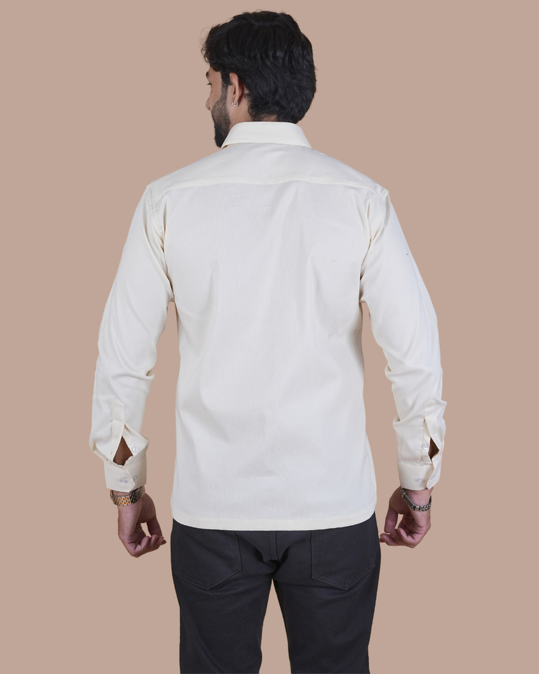Pearl Grey Corduroy Semi-Casual Shirt