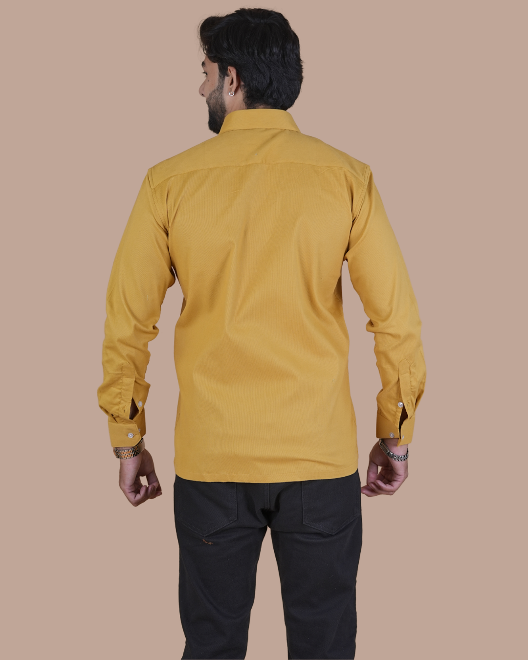 Mustard Gold Corduroy Semi-Casual Shirt