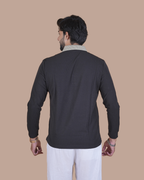 Black Contrast Collar Polo T-Shirt