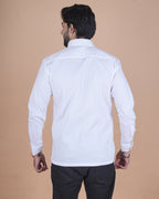 White Corduroy Double Pocket Semi-Casual Shirt