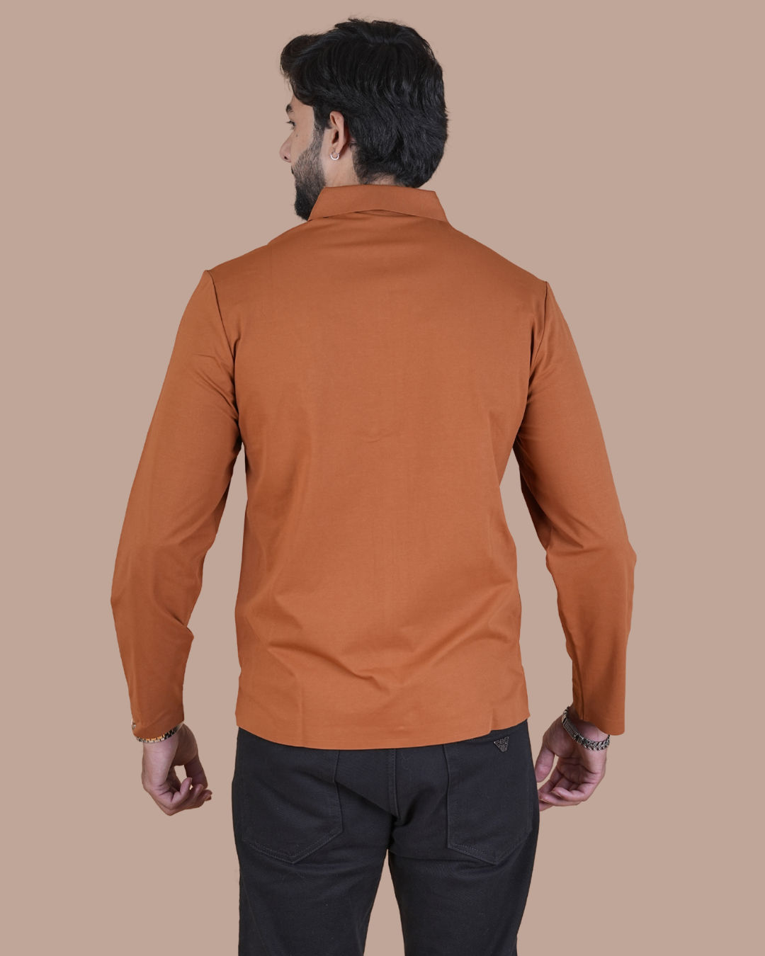 orange Double Pocket Full-Sleeve Zipper Jacket