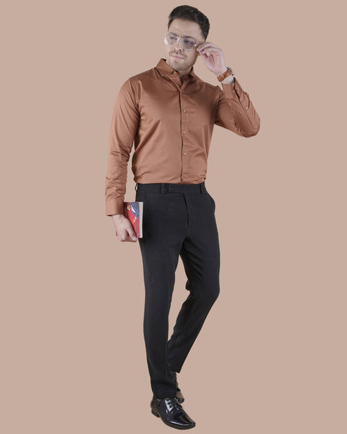 Copper Brown Giza Satin Formal Shirt