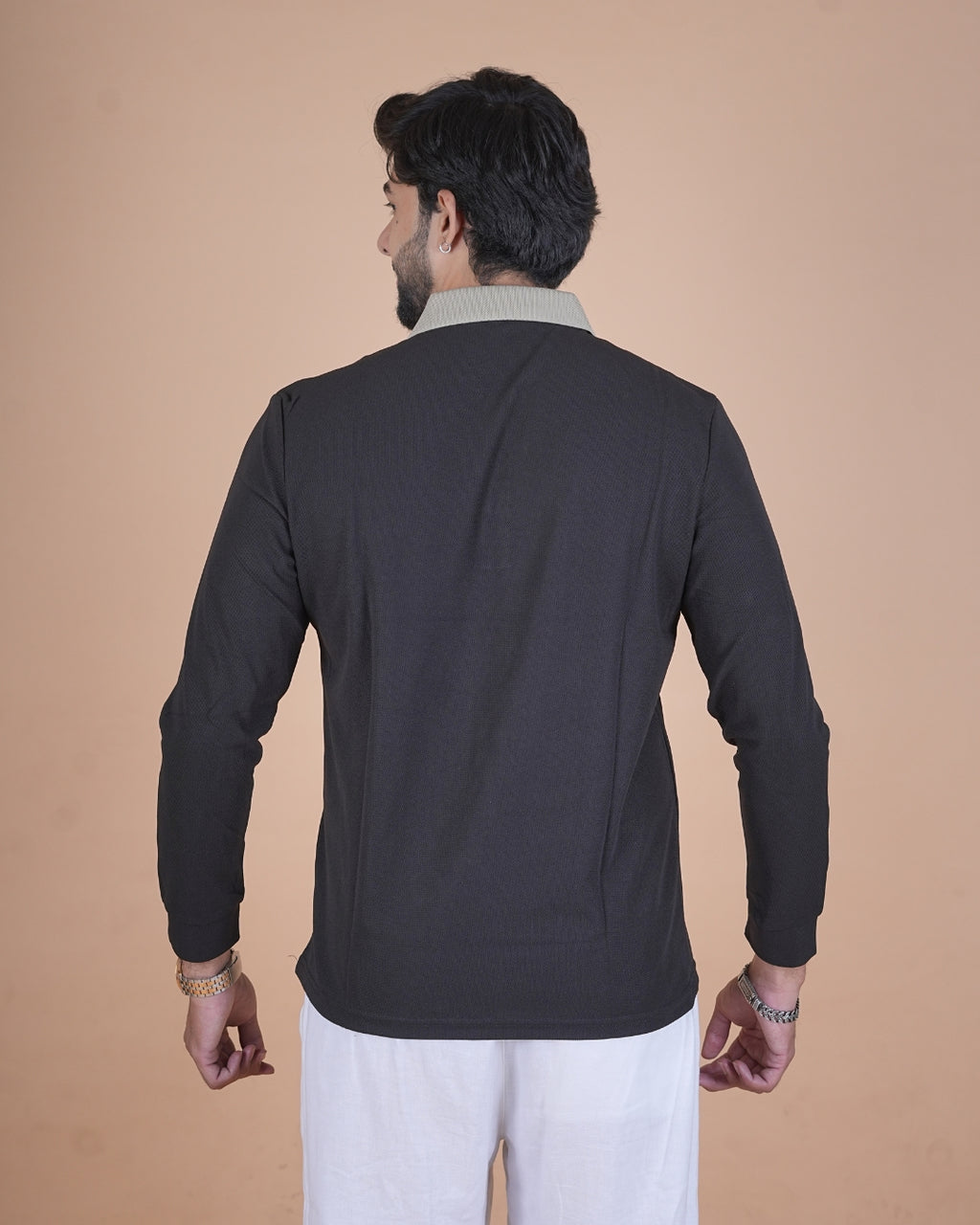 Black Contrast Collar Polo T-Shirt