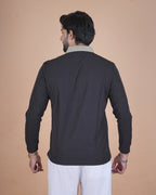Black Contrast Collar Polo T-Shirt