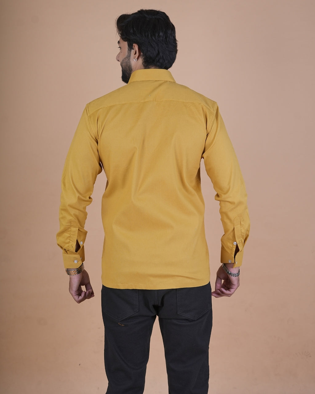 Mustard Gold Corduroy Semi-Casual Shirt