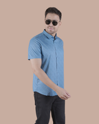 Powder Blue Seamless Printed Half Sleeve Shirt