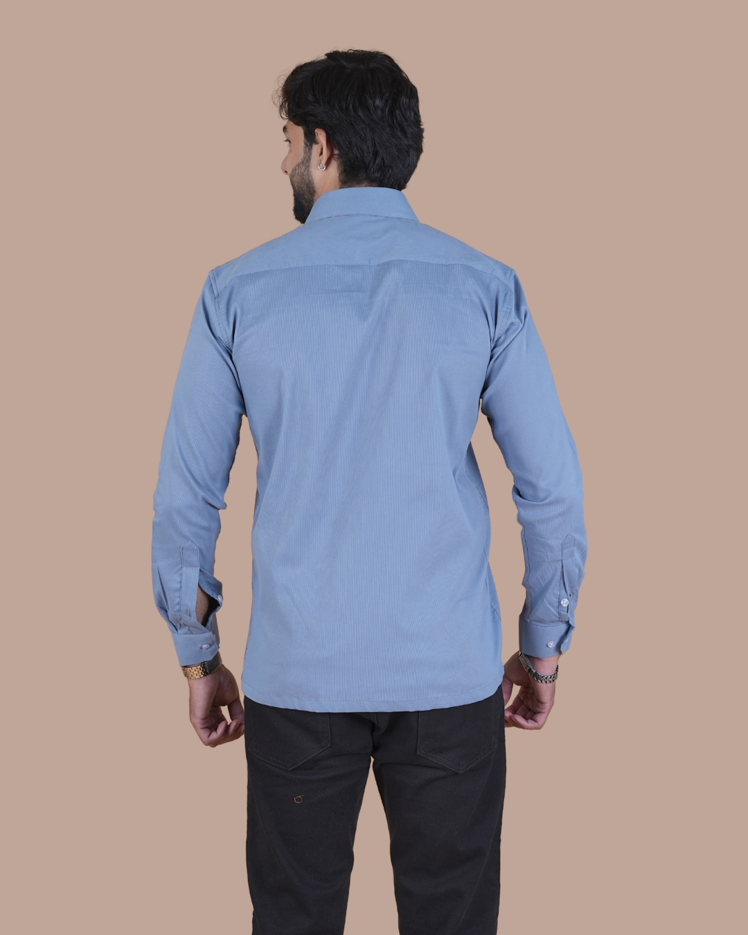 Slate Blue Corduroy Semi-Casual Shirt