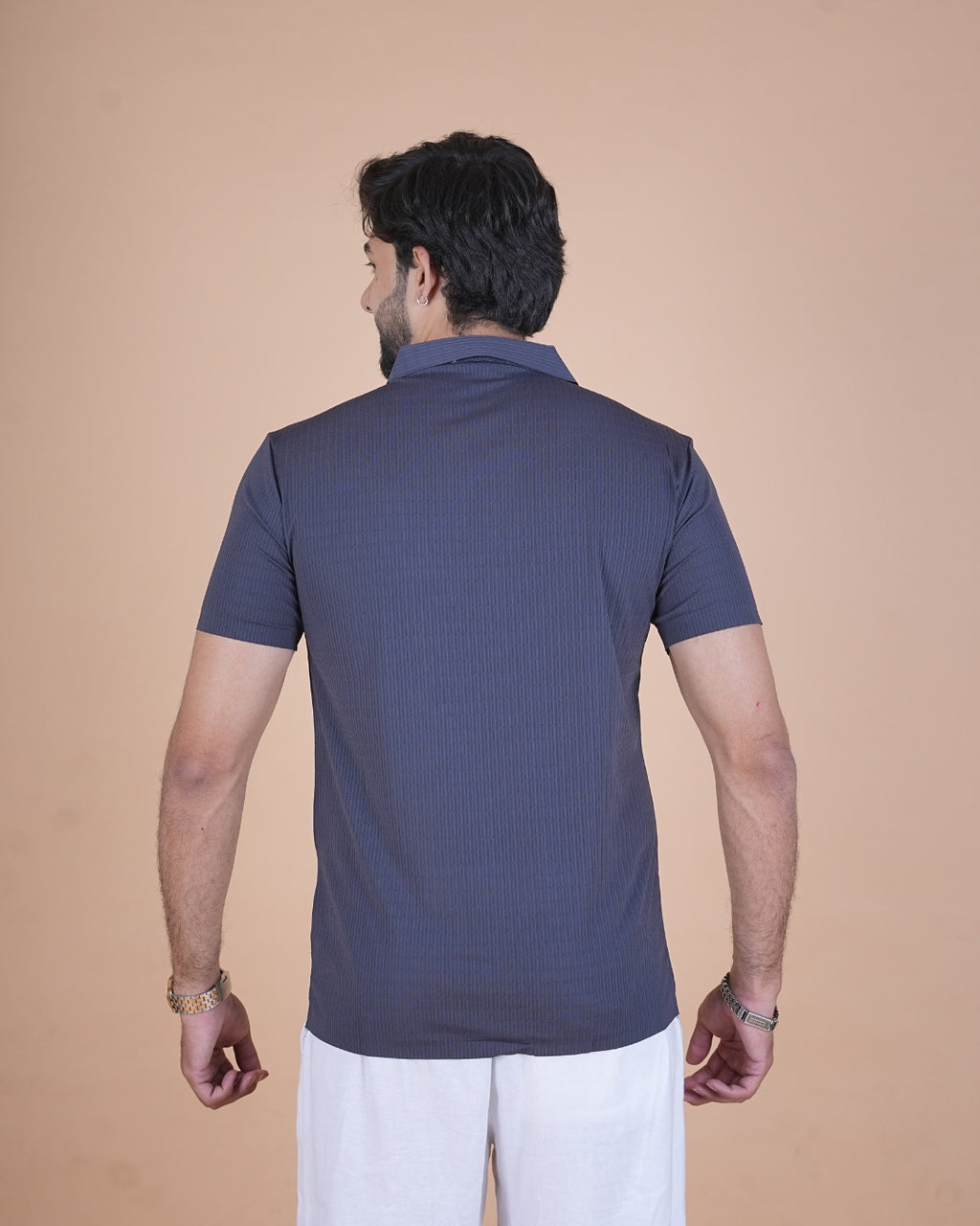 Storm Blue Seamless V-Neck Polo T-Shirt