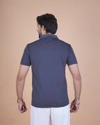 Storm Blue Seamless V-Neck Polo T-Shirt