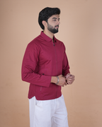 maroon Double Pocket Full-Sleeve Zipper Jacket