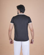 Black Contrast Collar Polo T-Shirt