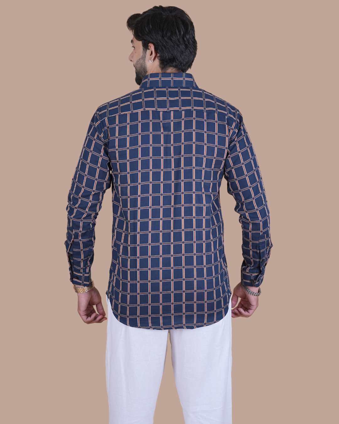 Navy Windowpane Check Shirt