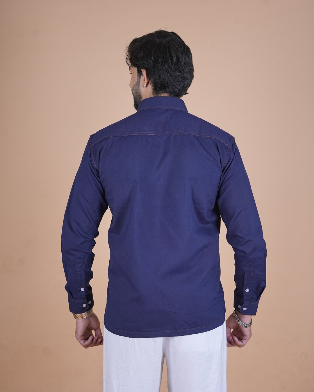 Midnight Navy Double Stitch Premium Casual Shirt