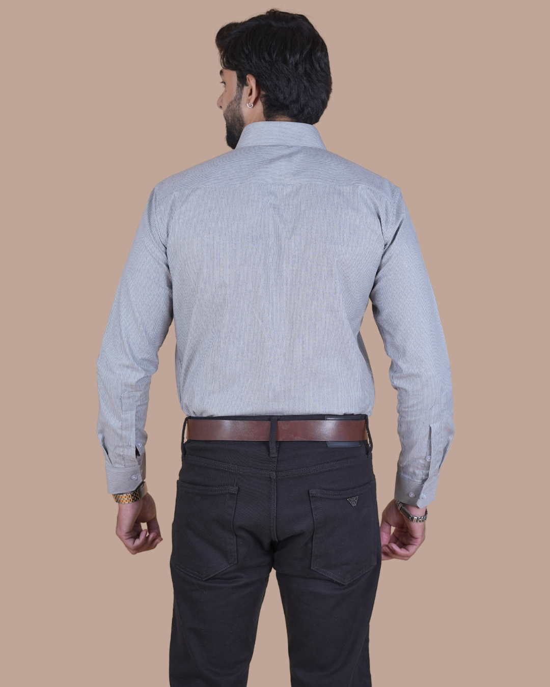 Silver Grey Micro Check Formal Shirt
