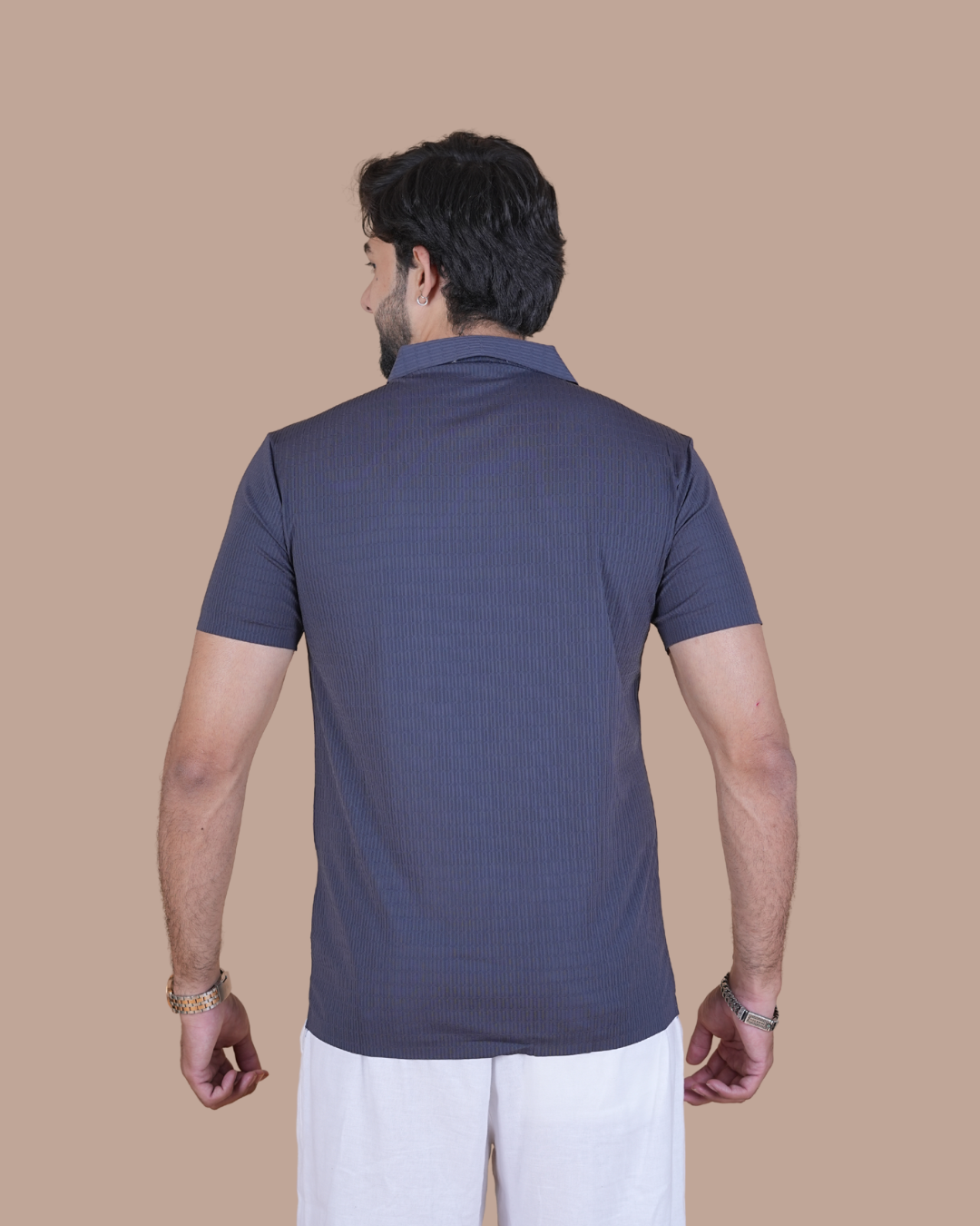 Storm Blue Seamless V-Neck Polo T-Shirt