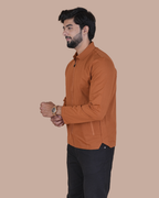 orange Double Pocket Full-Sleeve Zipper Jacket