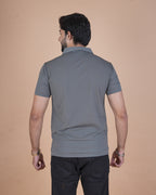 Smoke Grey Seamless V-Neck Polo T-Shirt