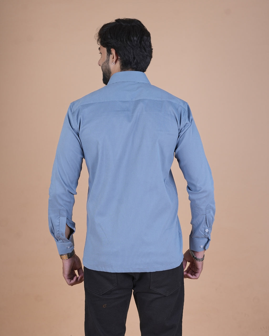 Slate Blue Corduroy Semi-Casual Shirt